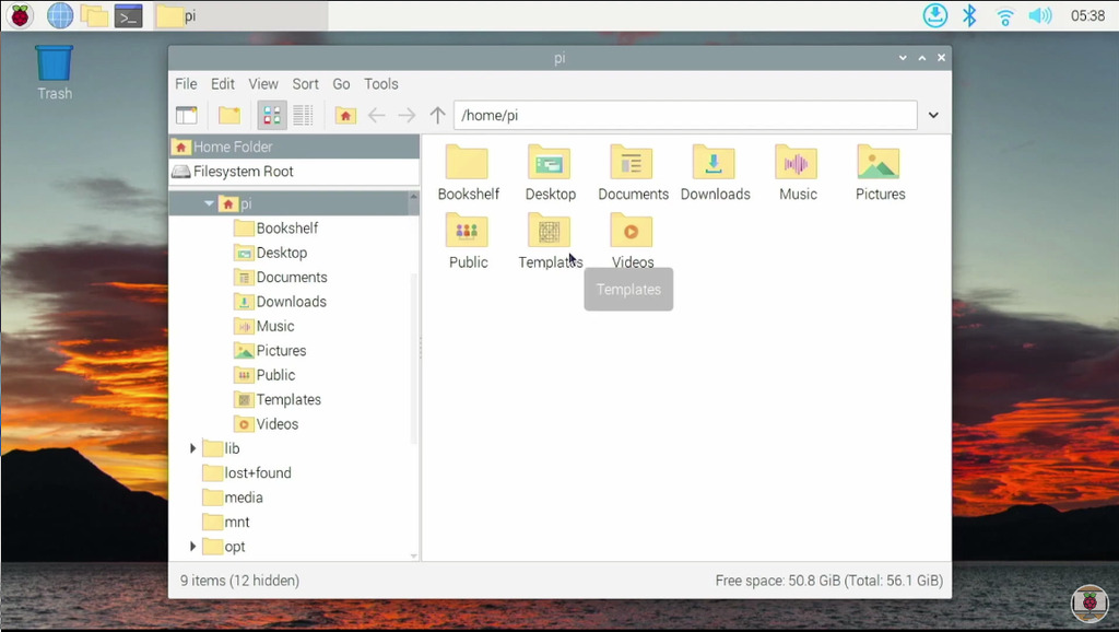 Raspberry Pi default desktop appearance