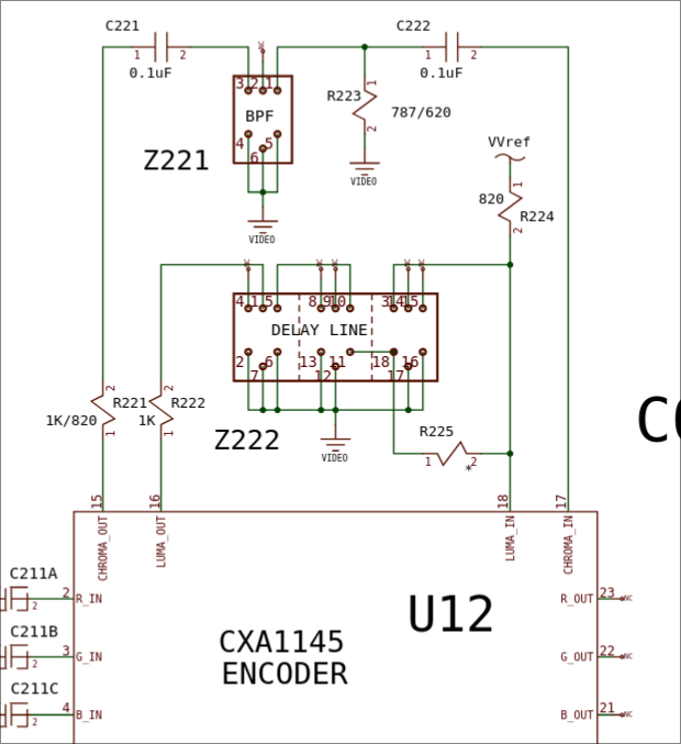 Cropped view of Composite Video encoder circuit